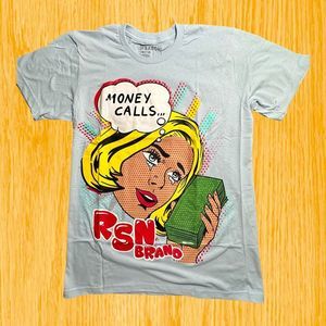 Money Calls Animated Graphic HipHop Trap Designer Streetwear T-shirt Men’s M NWT